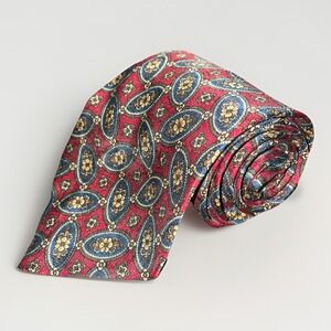 Men's Vintage Countess Mara Neck Tie -100% Silk Patterned Made in USA Red